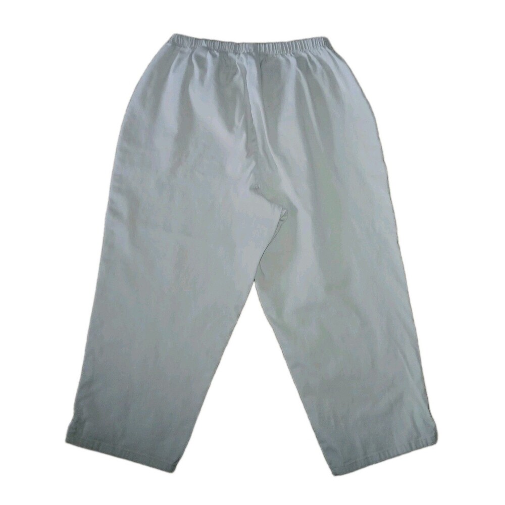 DENIM CO Womens 1X Original Waist Pull-On Stretch Cropped Beige Pants A14925 - Picture 3 of 6